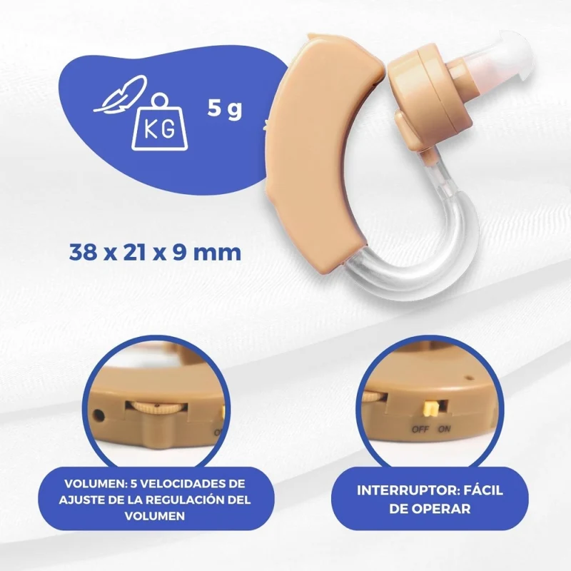Tonverstärker | 5 Lautstärkestufen | Anpassbar | 360º-Drehung | Beige | EarPlus 2 | Mobiclinic