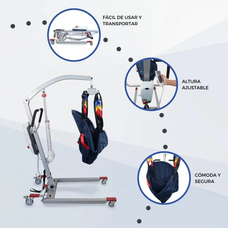 Elektrokran | Inklusive 4-Haken-Gurt | Struktur bereits montiert (KEINE Werkzeuge) | 180 kg | Fortuna | Mobiclinic