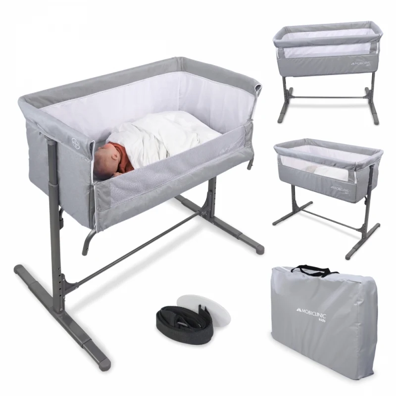 Beistellbett | Höhenverstellbar | Seitliche Öffnung | Bis 15 kg | Tragetasche | Einfache Montage | Moon | Mobiclinic