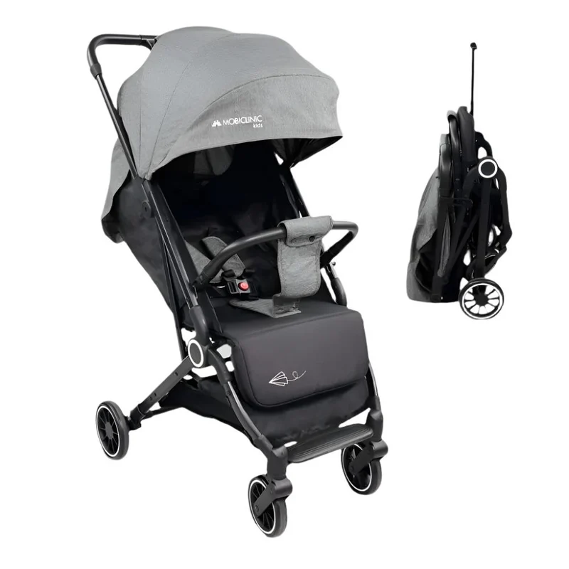 Kinderwagen |Kompakt |Faltbar |Einhebel |Für Reisen |Verstellbare Fußstütze |Max. 15kg |Grau |Trip | Mobiclinic