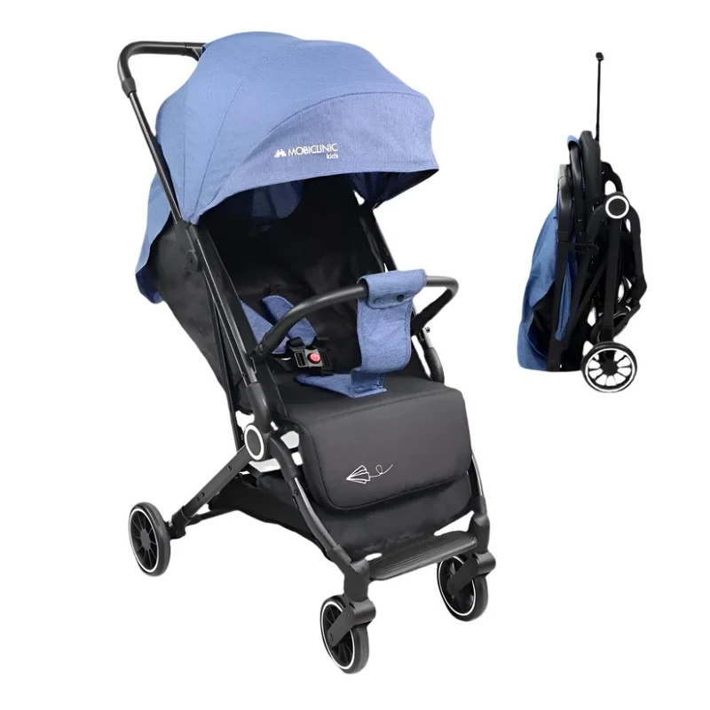 Kinderwagen |Kompakt |Faltbar |Einhebel |Für Reisen |Verstellbare Fußstütze |Max. 15kg |Blau |Trip | Mobiclinic