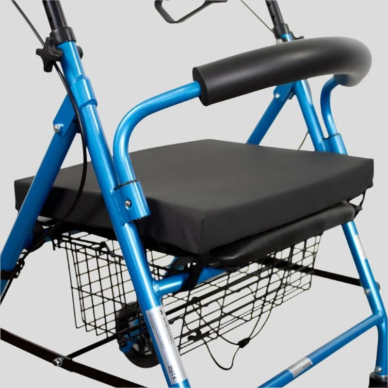 Paket Escorial Plus | Klappbarer Gehwagen | Blau | Bremsen an Hebeln | Anti-Dekubitus-Kissen | Viskoelastisch | Mobiclinic
