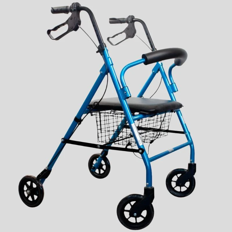 Paket Escorial Plus | Klappbarer Gehwagen | Blau | Bremsen an Hebeln | Anti-Dekubitus-Kissen | Viskoelastisch | Mobiclinic