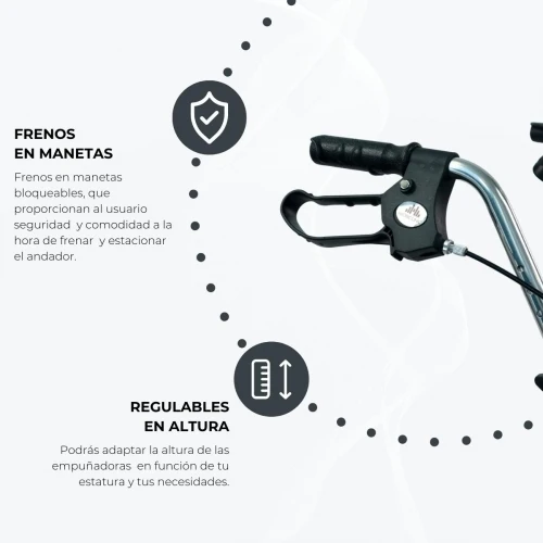Paket Alhambra Plus | Aluminium-Gehhilfe | Grau | Faltbar | Anti-Dekubitus-Kissen | Viskoelastisch | Mobiclinic