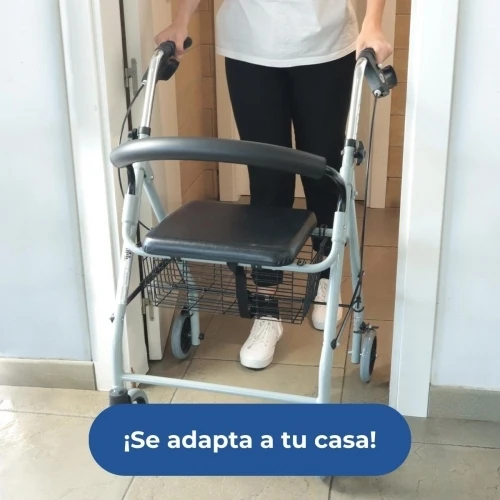 Paket Alhambra Plus | Aluminium-Gehhilfe | Grau | Faltbar | Anti-Dekubitus-Kissen | Viskoelastisch | Mobiclinic
