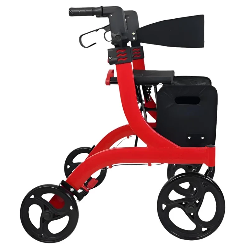 Großer Gehwagen mit vier Rädern | Faltbar | Sitz und Rückenlehne | Vorderkorb | Modern | Invicto X1 | Mobiclinic Pro