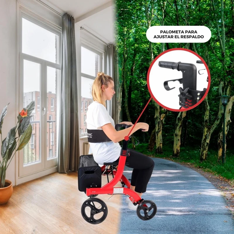 Großer Gehwagen mit vier Rädern | Faltbar | Sitz und Rückenlehne | Vorderkorb | Modern | Invicto X1 | Mobiclinic Pro