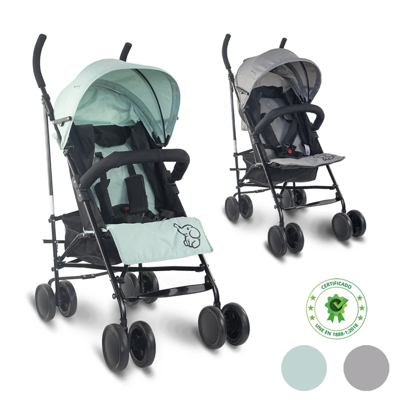 Kinderwagen | Zusammenklappbar | Klein | Rückenlehne verstellbar | Leichtbau-Faltbuggy | Elefant | Mobiclinic
