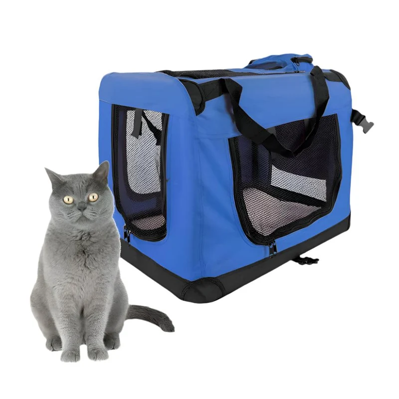 Transportbox für Haustiere | div. Größen | Unterschiedliches max. Gewicht| Faltbar | Blau | Modell: Balú | Mobiclinic