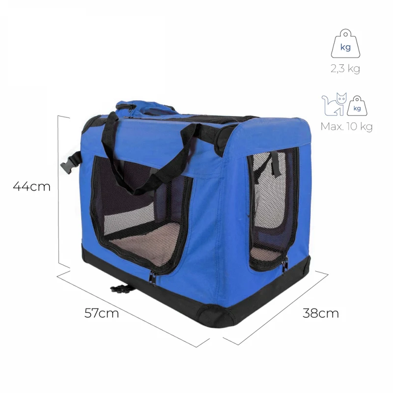Transportbox für Haustiere | div. Größen | Unterschiedliches max. Gewicht| Faltbar | Blau | Modell: Balú | Mobiclinic