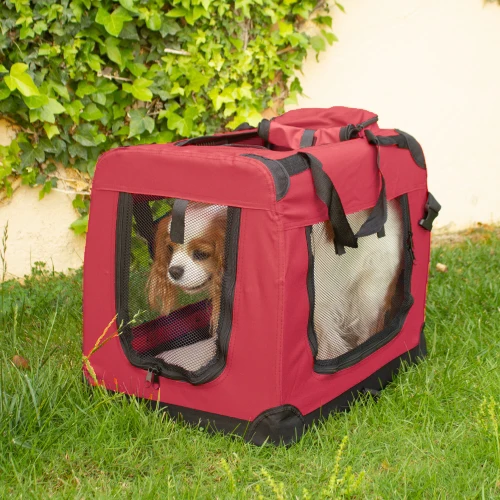 Transportbox für Haustiere | div. Größen | Unterschiedliches max. Gewicht| Faltbar | Rot | Modell: Balú | Mobiclinic
