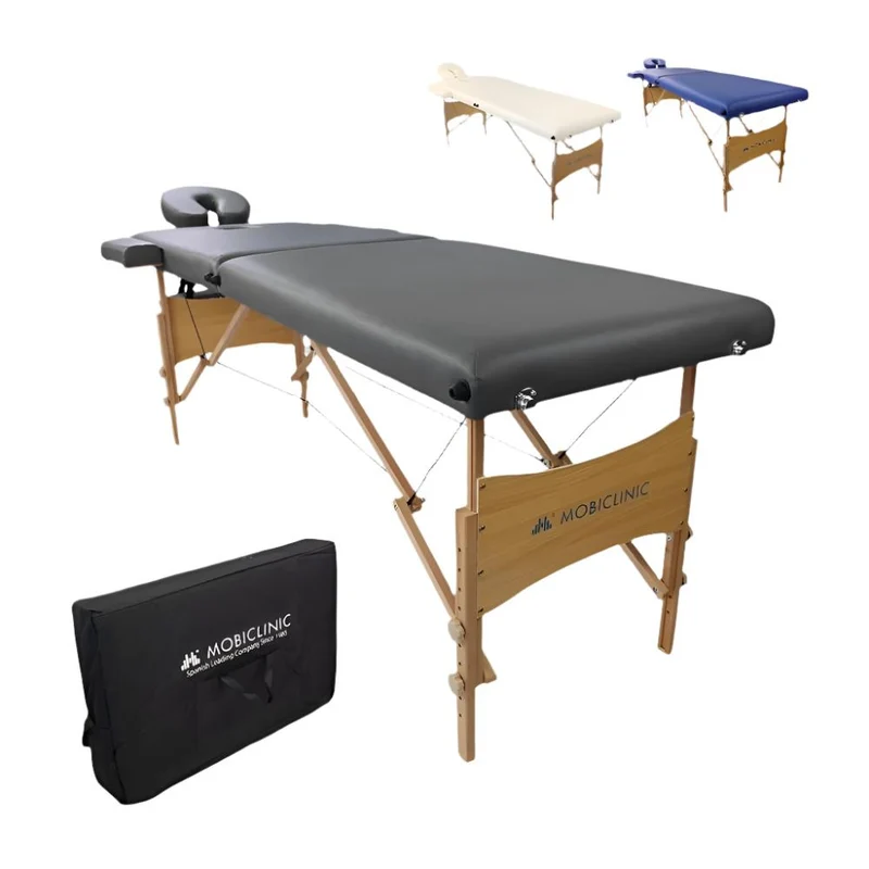 Massageliege klappbar | Kopfstütze | Tragbar | Holz | 186 x 60 cm | Schwarz | CM-01 LIGHT | Mobiclinic