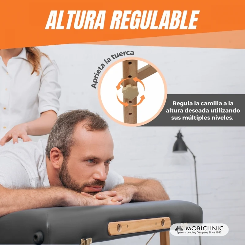 Massageliege klappbar | Kopfstütze | Tragbar | Holz | 186 x 60 cm | Schwarz | CM-01 LIGHT | Mobiclinic