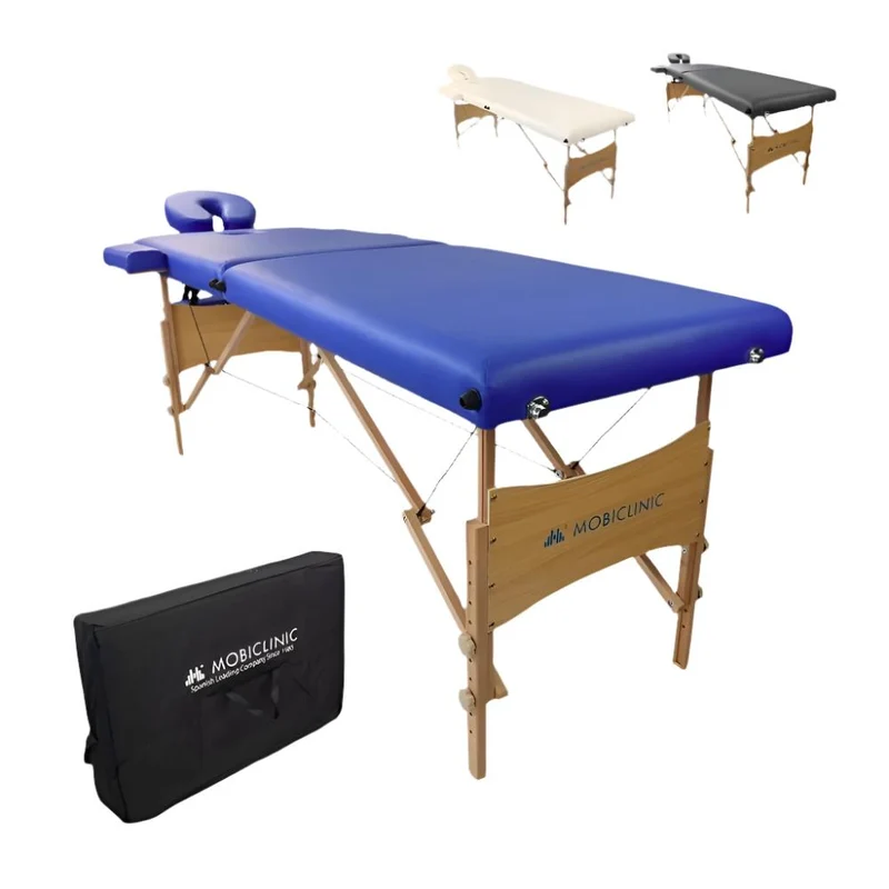 Massageliege klappbar | Kopfstütze | Tragbar | Holz | 186 x 60 cm | Blau | CM-01 LIGHT | Mobiclinic