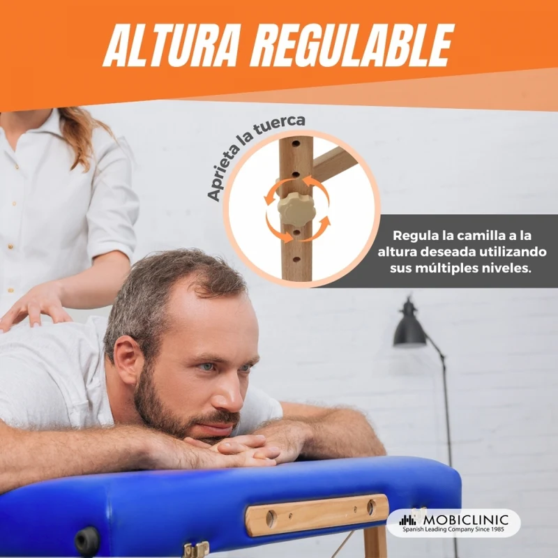 Massageliege klappbar | Kopfstütze | Tragbar | Holz | 186 x 60 cm | Blau | CM-01 LIGHT | Mobiclinic