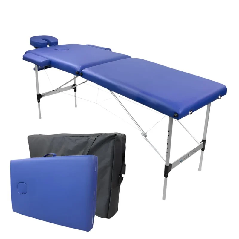 Massageliege klappbar | Kopfstütze | Tragbar | Aluminium | 186x60 cm | Blau | CA-01 Light | Mobiclinic
