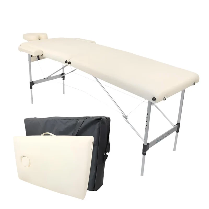 Massageliege klappbar | Kopfstütze | Tragbar | Aluminium | 186x60 cm | Creme | CA-01 Light | Mobiclinic