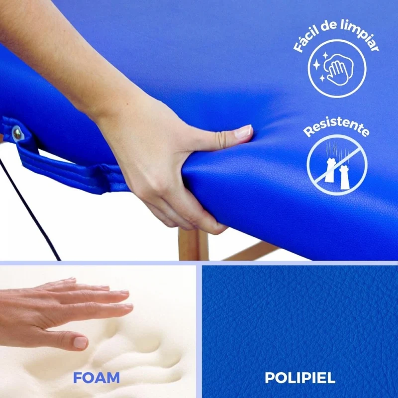 Massageliege klappbar | Holz | Tragbar | 180x60 cm | Blau | Modell: CM-01 BASIC | Mobiclinic