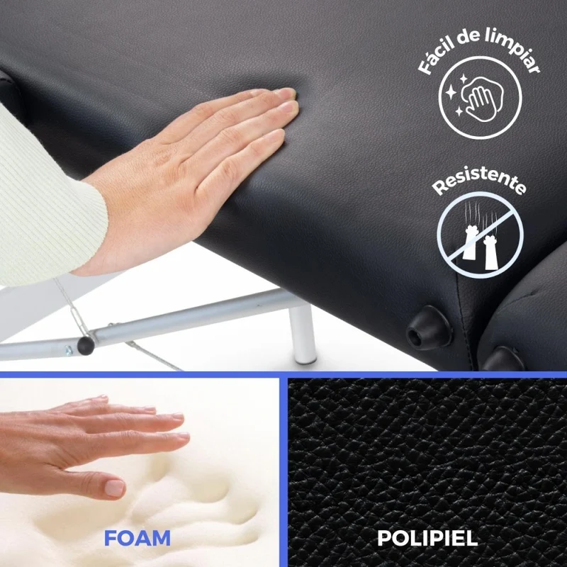 Massageliege klappbar | Holz | Tragbar | 180x60 cm | Schwarz | Modell: CM-01 BASIC | Mobiclinic