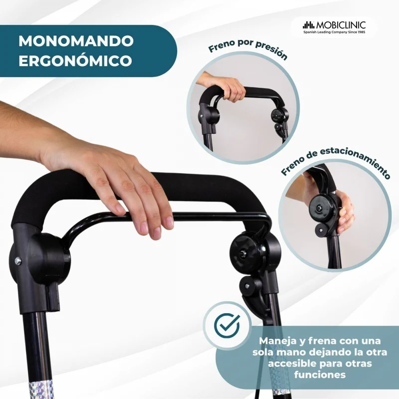 Einkaufswagen Rollator | 4 Räder | Zusammenklappbar | Mit Tasche | Mit Bremssystem | Muster | Coliseo | Mobiclinic