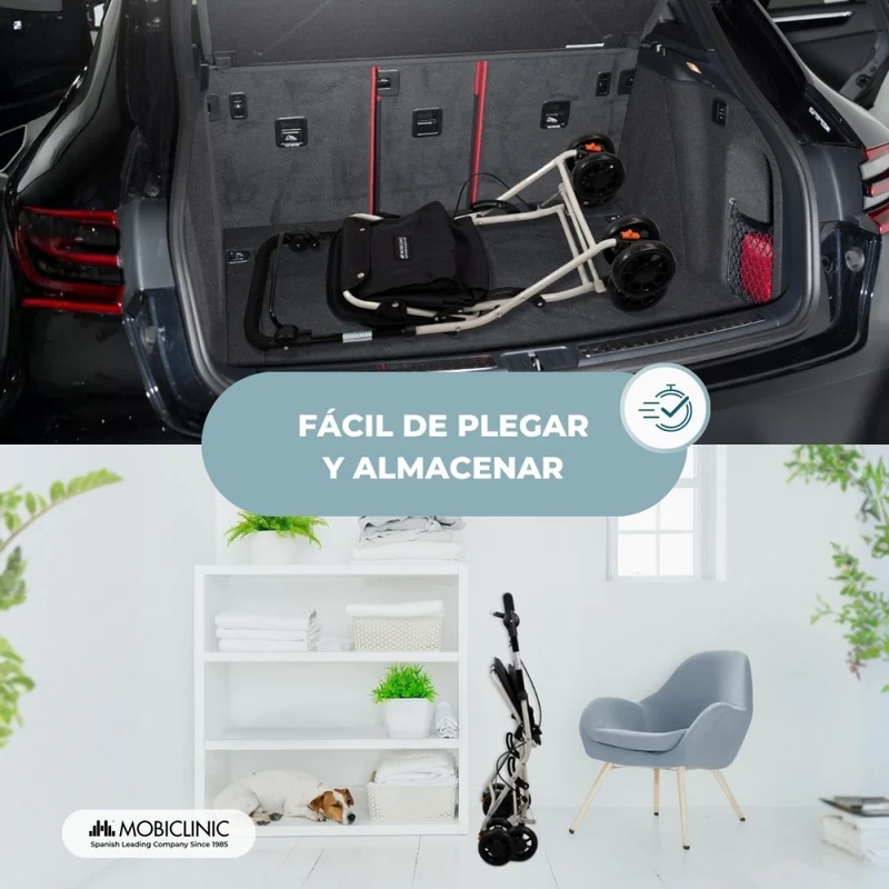 Einkaufswagen Rollator | 4 Räder | Zusammenklappbar | Mit Tasche | Mit Bremssystem | Schwarz | Coliseo | Mobiclinic