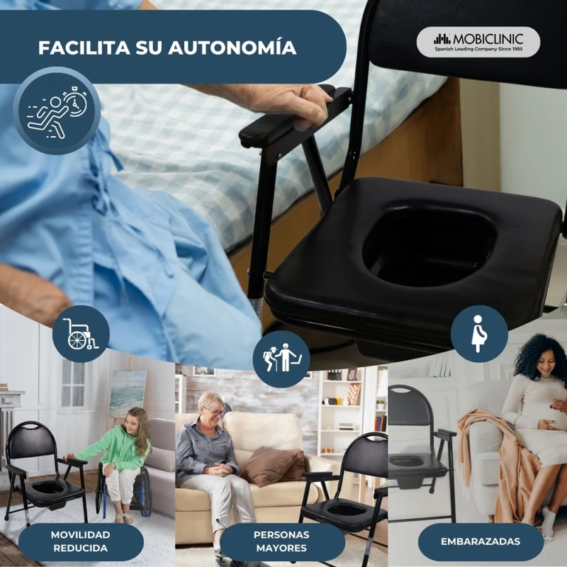 Toilettenstuhl | Faltbar | Verchromter Stahl | Schwarz | Guadalquivir | Mobiclinic