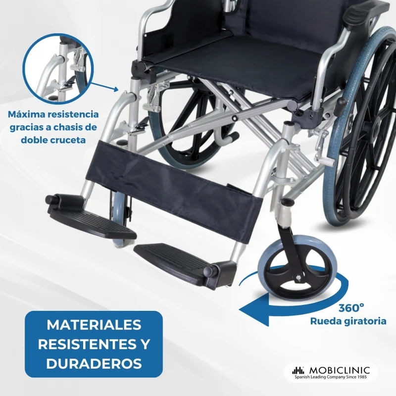 Multifunktionsrollstuhl | Aluminium | Klappbare Armlehnen und abnehmbare Fußstützen | Große Räder | Ópera | TOP | Mobiclinic