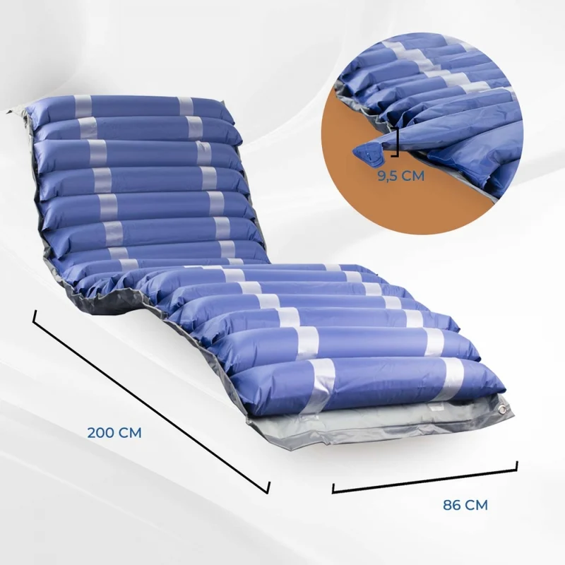 Anti Dekubitus Matratze | Mit Kompressor | Nylon und PVC | 200x86x9.5cm | 20 Zellen | Blau | Mobi 2 | Mobiclinic