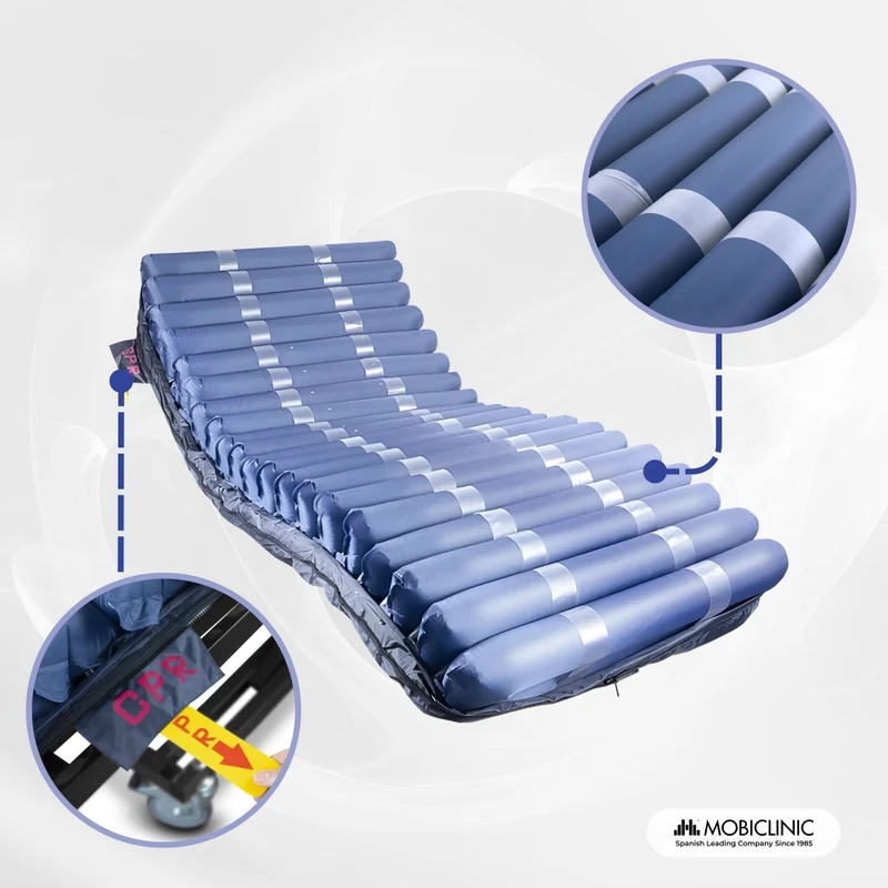 Anti-Dekubitus-Matratze | Breiter | Mit Kompressor | TPU-Nylon | 200x120x22 | 20 Zellen | Blau | Mobi 4 PLUS | Mobiclinic
