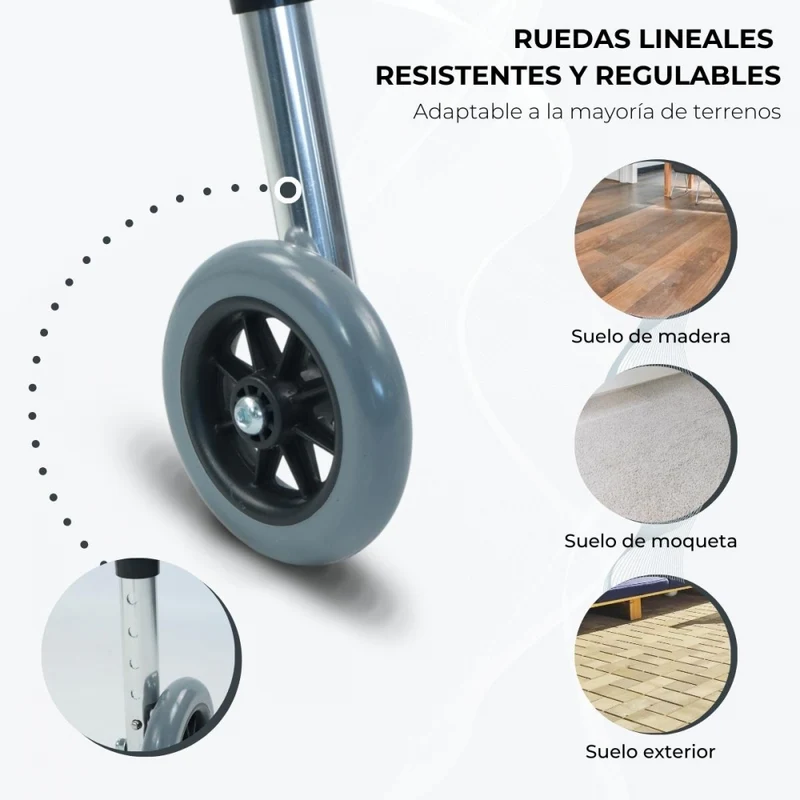 Rollator| 2 Räder | Gepolsterter Sitz | Zusammenklappbar |Verstellbar| Silber | Compostela | Mobiclinic