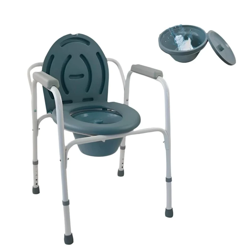 Toilettenstuhl | antirutsche Gummipuffer | Deckel | gepolsterten Armlehnen | Chromstahl | Arroyo | Mobiclinic