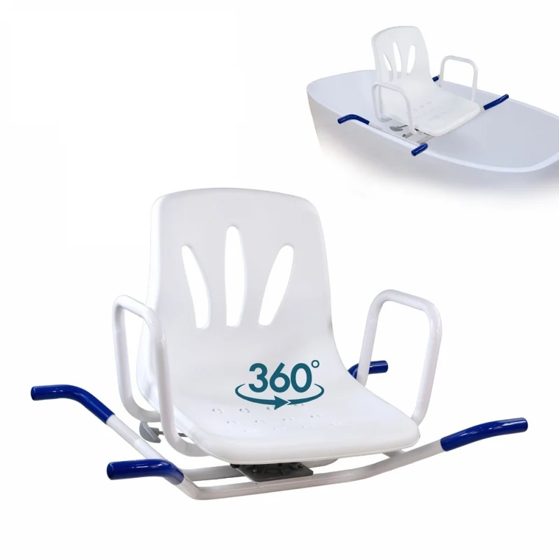 Drehbarer Badewannenstuhl | Armlehnen | Rückenlehne | Anatomisch | 360º | Edelstahl | Lago | Mobiclinic