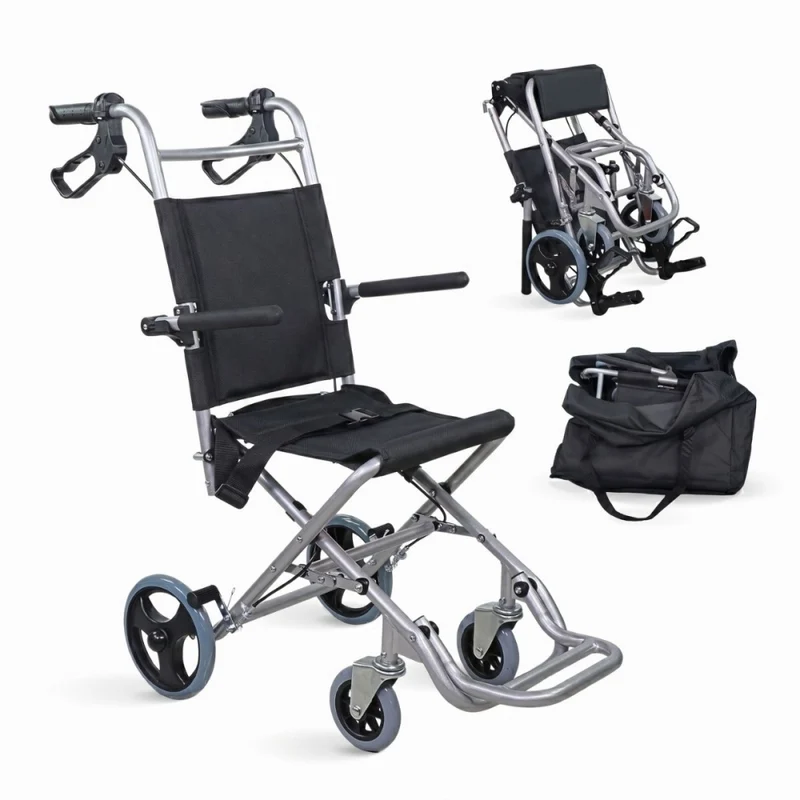 Transportrollstuhl | Faltbar | Aluminium | Kleine Räder | Bremsen an Griffen | Schwarz | Neptuno | Mobiclinic