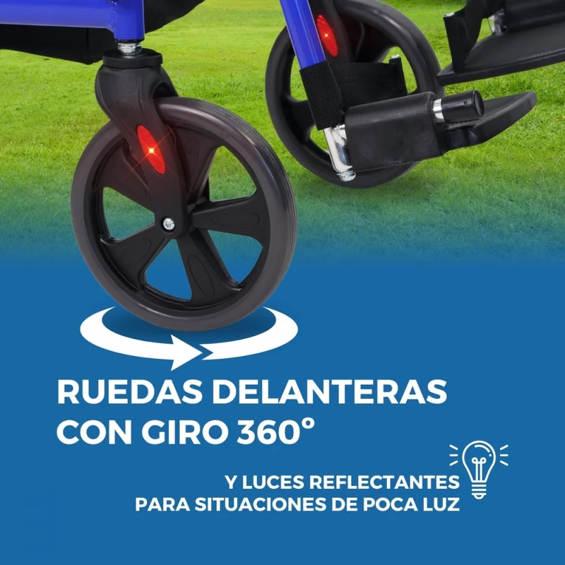 Luxus Rollator | Rollator-Rollstuhl-Kombination | Faltbar | Bremse | Aluminium | Blau | Picasso | Mobiclinic