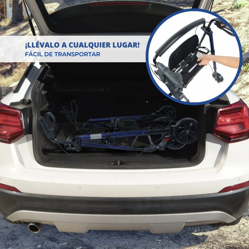 Premium Rollator | Faltbar | Leicht | Bremsen an den Handgriffen | Blau | Augusto | Mobiclinic