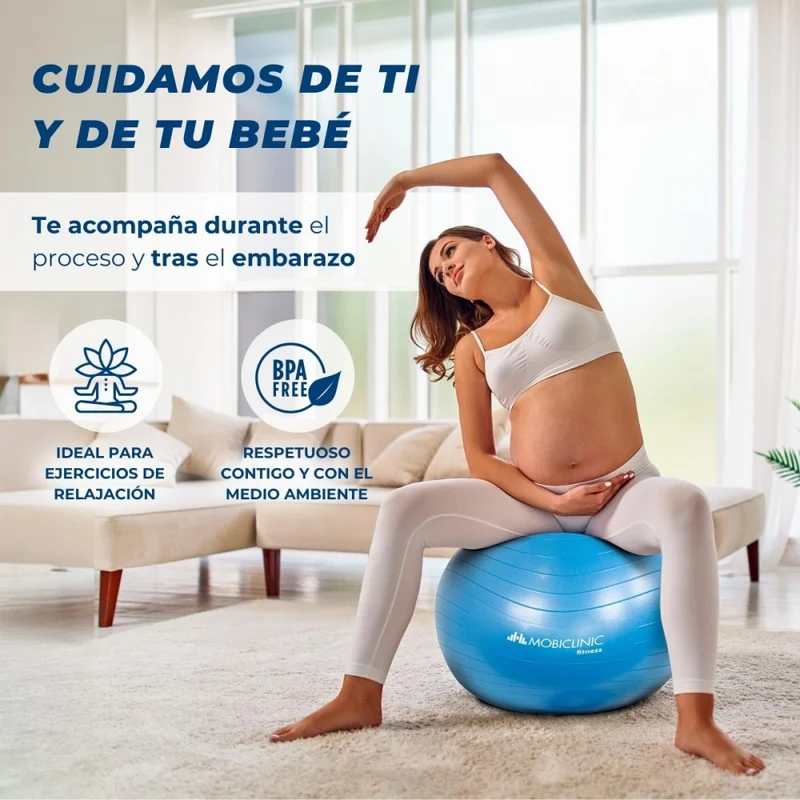 Pilates-Ball | 58 cm | Anti-Rutsch | Reißfest | Inklusive Inflator | Waschbar | Blau | PY-01 |Mobiclinic