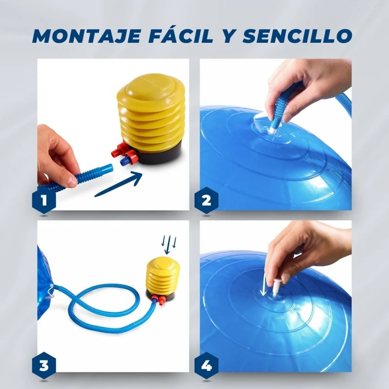 Pilates-Ball | 58 cm | Anti-Rutsch | Reißfest | Inklusive Inflator | Waschbar | Blau | PY-01 |Mobiclinic