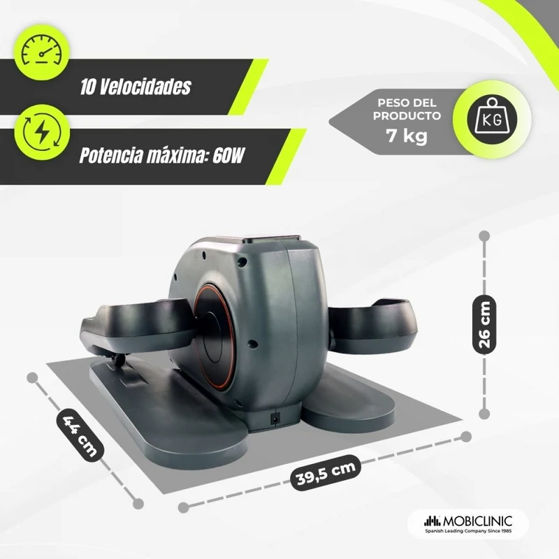 Mini-Ellipsentrainer 10 Gänge | LCD-Display | Rutschfeste Pedale | Grau | Modell: Veleta | Mobiclinic