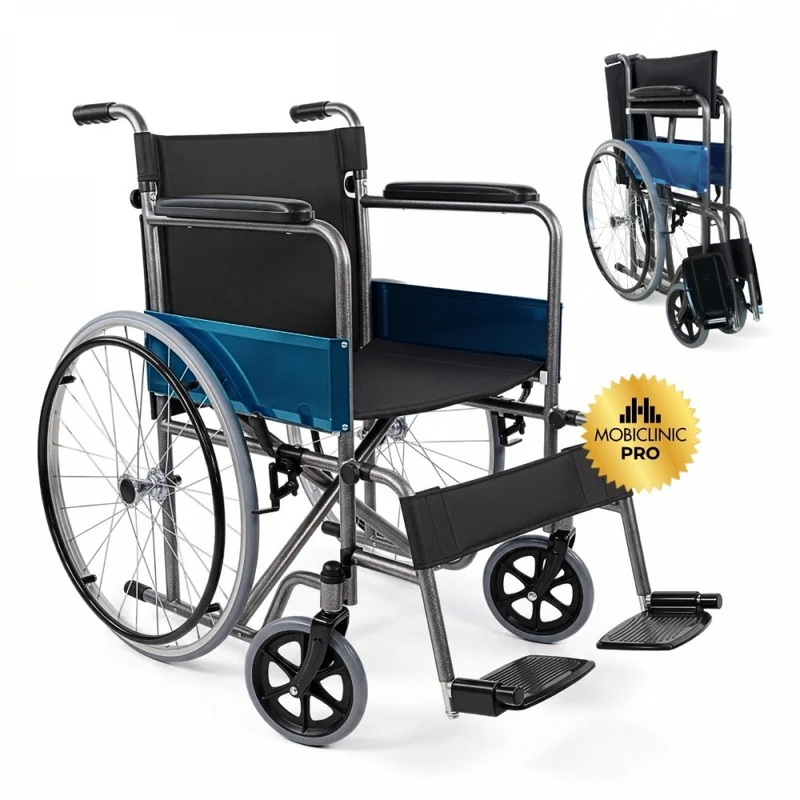 Rollstuhl faltbar | Große Räder | Leichtgewicht | Orthopädisch | Schwarz | Alcázar | Mobiclinic