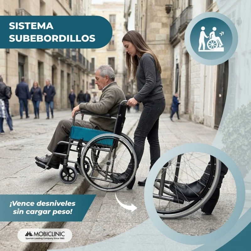 Rollstuhl faltbar | Große Räder | Leichtgewicht | Orthopädisch | Schwarz | Alcázar | Mobiclinic