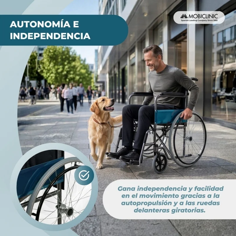 Rollstuhl faltbar | Große Räder | Leichtgewicht | Orthopädisch | Schwarz | Alcázar | Mobiclinic