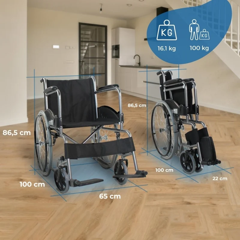 Rollstuhl | Faltbar | Große Räder | Widerstandsfähig | Schwarz | Alcazaba | Mobiclinic