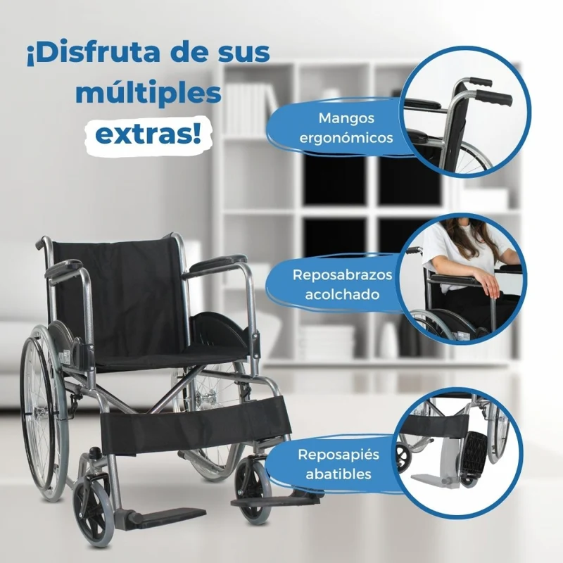 Rollstuhl | Faltbar | Große Räder | Widerstandsfähig | Schwarz | Alcazaba | Mobiclinic