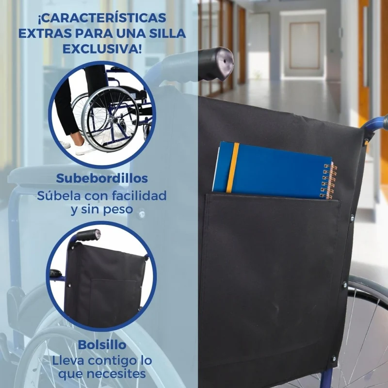 Rollstuhl | Faltbar | Große Räder | Widerstandsfähig | Blau | Modell: Alcazaba | Mobiclinic