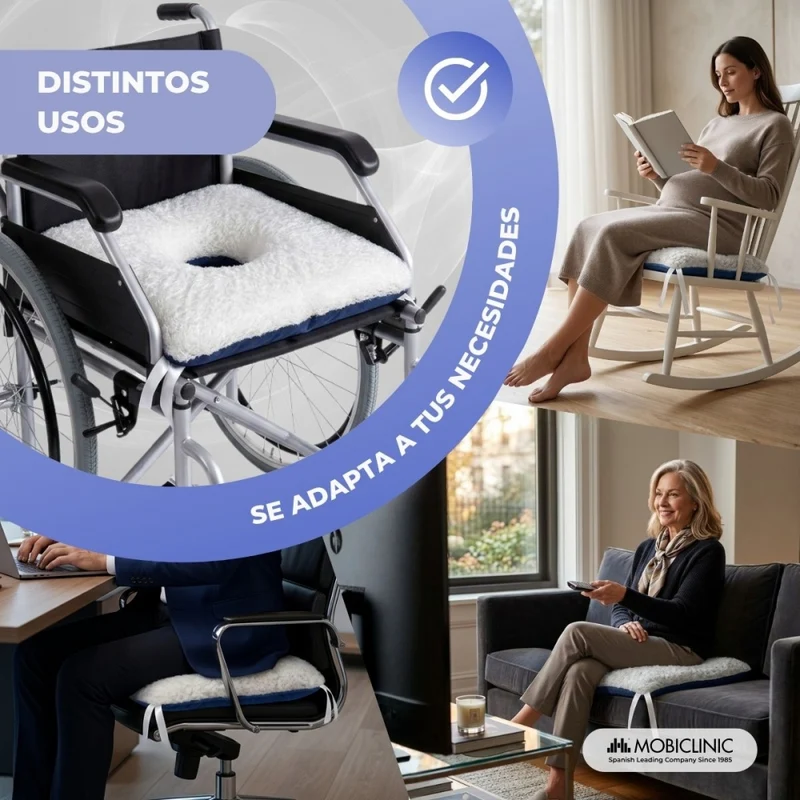 Anti-Dekubitus-Kissen | Quadratisch | Mit Loch | Für Stuhl oder Sofa | 40 x 38 cm | Mobiclinic