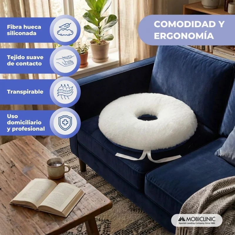 Anti-Dekubitus-Kissen | Rund | Mit Loch | Für Stuhl oder Sofa | 44 x 44 cm | Mobiclinic