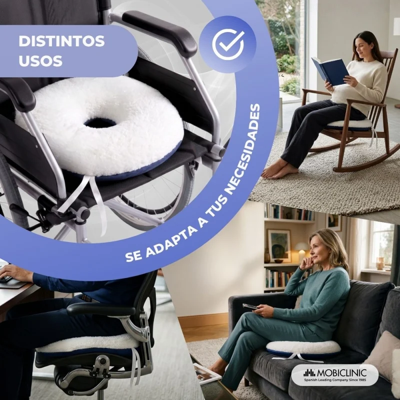 Anti-Dekubitus-Kissen | Rund | Mit Loch | Für Stuhl oder Sofa | 44 x 44 cm | Mobiclinic