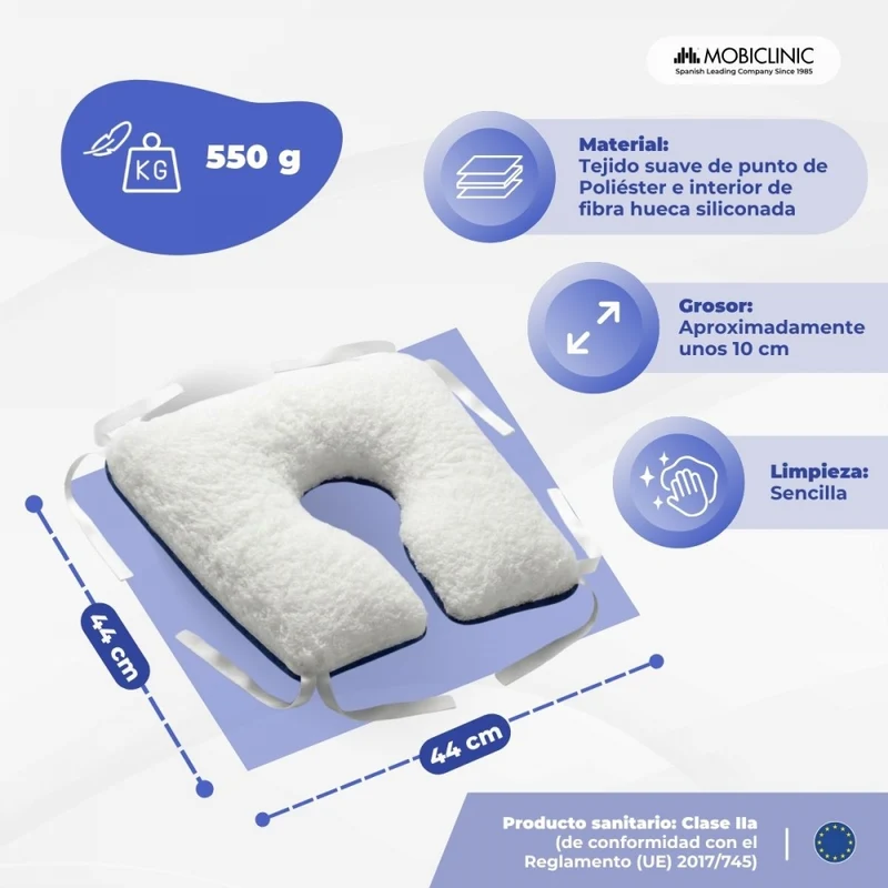 Anti-Dekubitus-Kissen | Hufeisenform | Für Stuhl oder Sofa | 44 x 44 cm | Mobiclinic