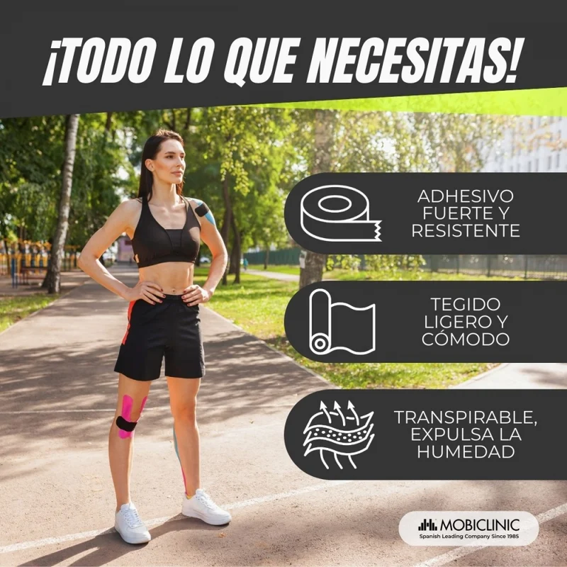 2er Pack Kinesio Tape | Schwarz und Beige | Neuromuskuläre Bandage | 5mx5cm | Modell: Mobitape | Mobiclinic