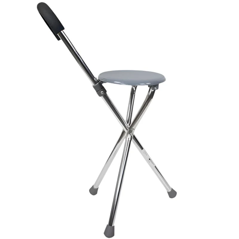 Gehstock mit klappbarem Sitz | Dreibein-Krücke | Aluminium | Bis zu 90 kg | Modell: Gloria | Mobiclinic